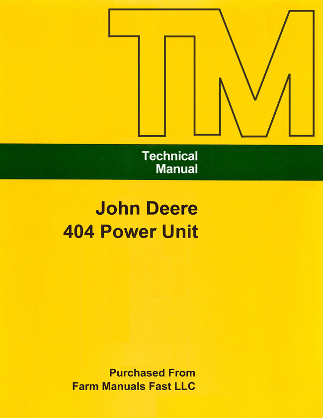 John Deere 404 Power Unit - Service Manual Cover