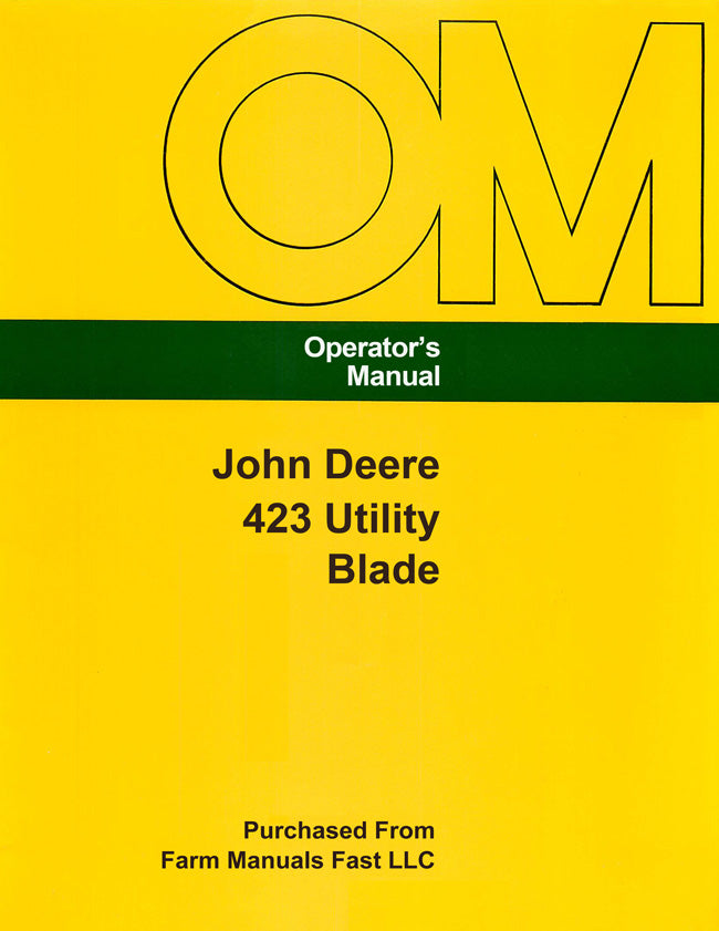 John Deere 423 Utility Blade Manual Cover
