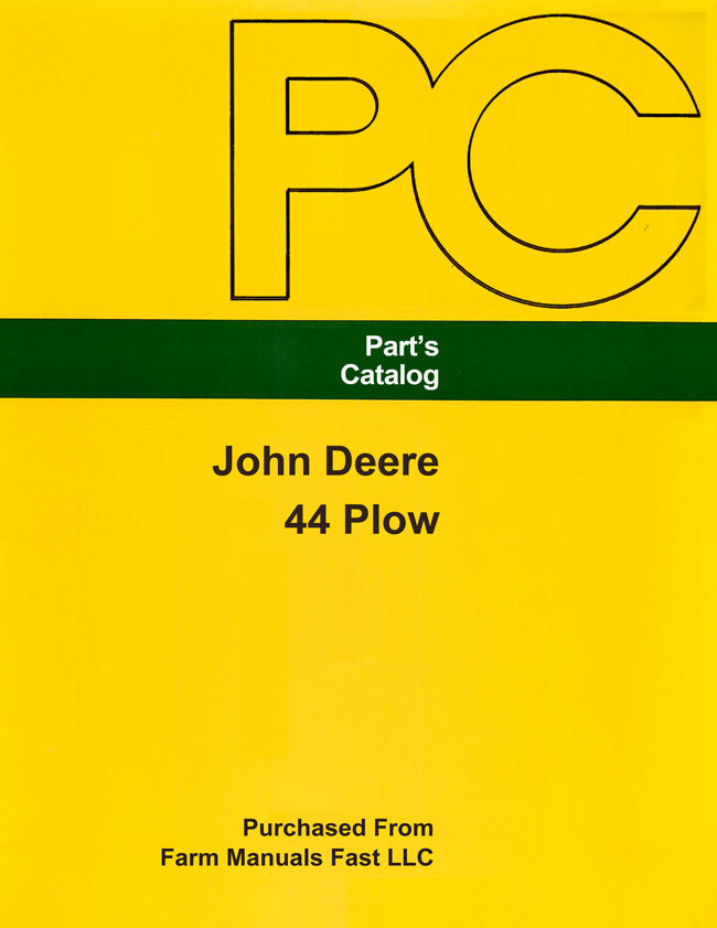 John Deere 44 Plow - Parts Catalog Cover