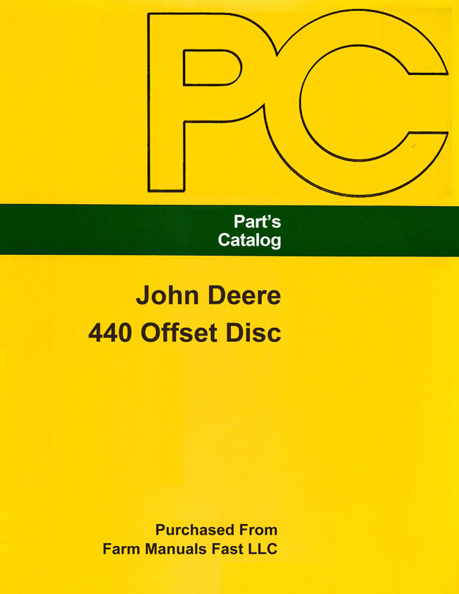 John Deere 440 Offset Disc - Parts Catalog Cover