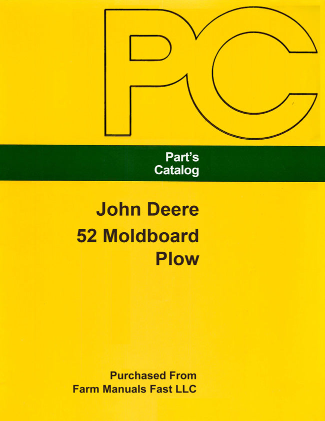 John Deere 52 Moldboard Plow - Parts Catalog Cover