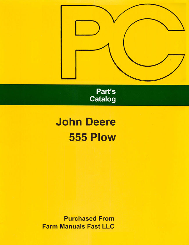 John Deere 555 Plow - Parts Catalog Cover