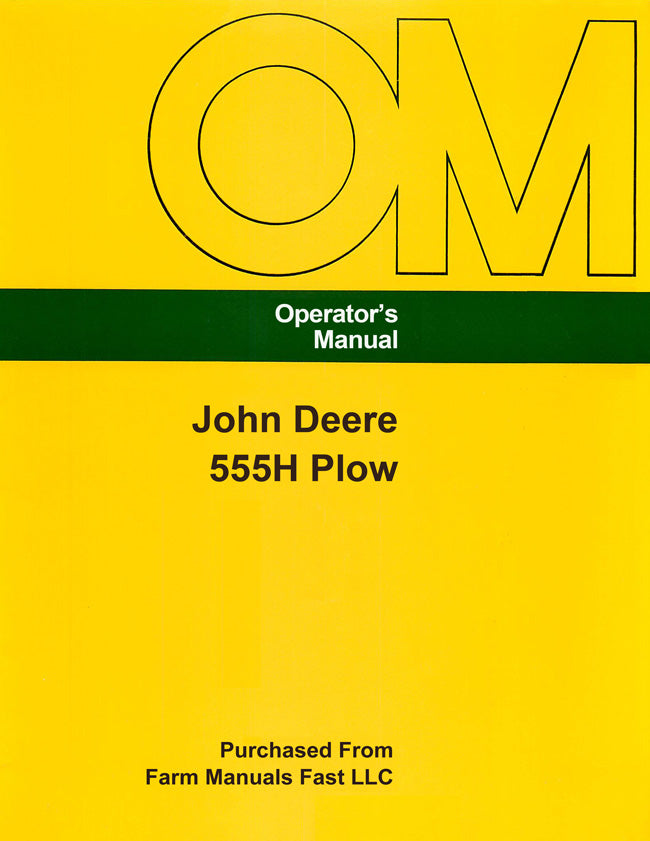 John Deere 555H Plow Manual Cover