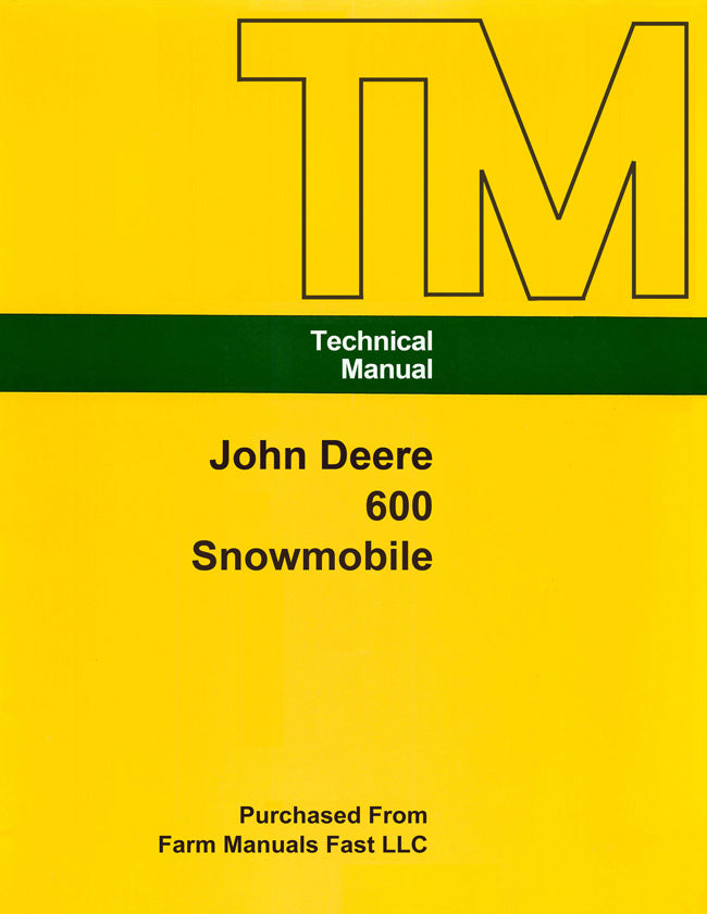 John Deere 600 Snowmobile - Service Manual Cover