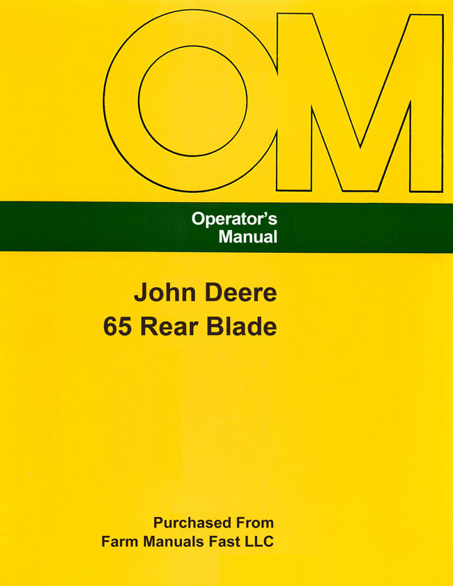 John Deere 65 Rear Blade Manual Cover