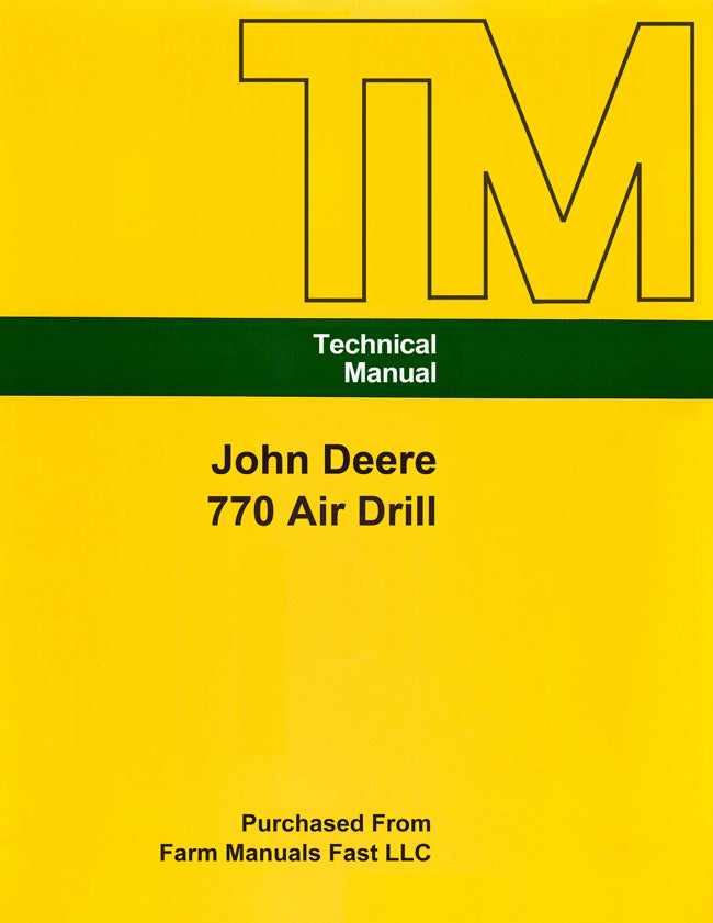 John Deere 770 Air Drill - Service Manual Cover