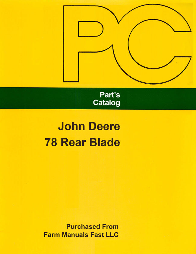 John Deere 78 Rear Blade - Parts Catalog Cover