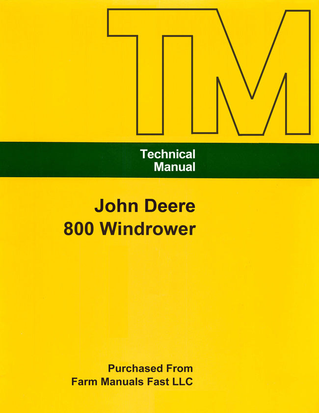 John Deere 800 Windrower - Service Manual Cover