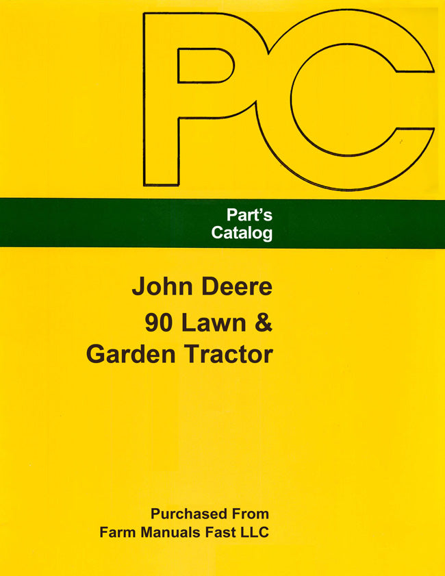 John Deere 90 Lawn & Garden Tractor - Parts Catalog Cover