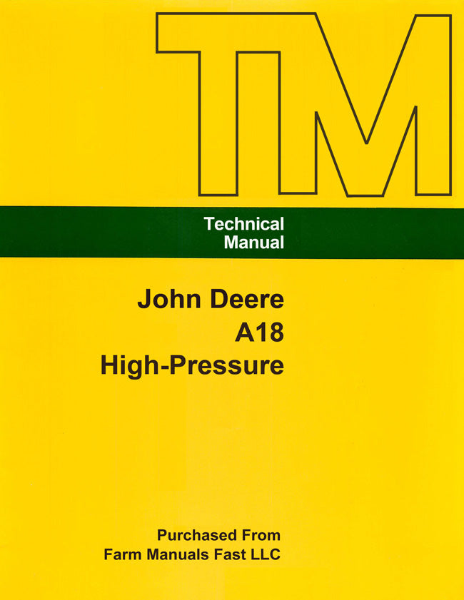 John Deere A18 High-Pressure Washer - Service Manual Cover