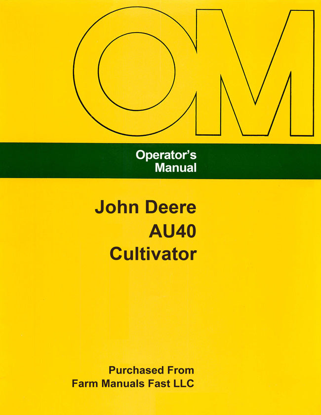 John Deere AU40 Cultivator Manual Cover