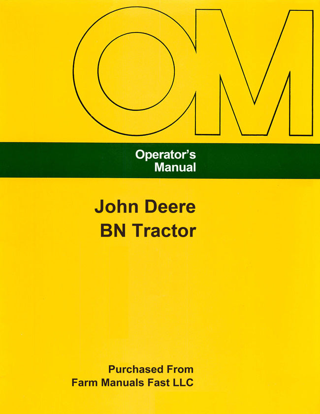 John Deere BN Tractor Manual Cover