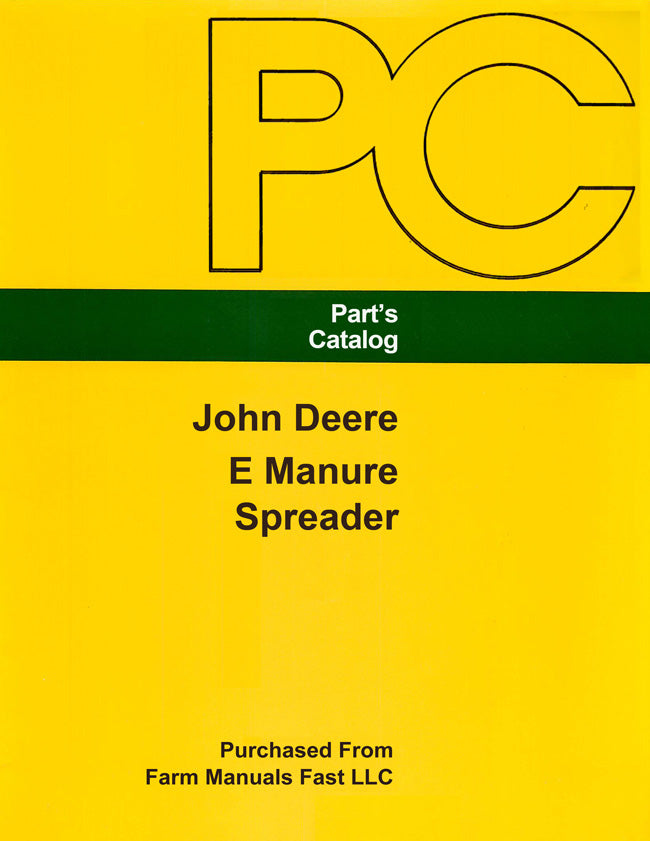 John Deere E Manure Spreader - Parts Catalog Cover