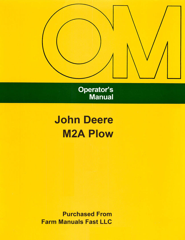 John Deere M2A Plow Manual Cover