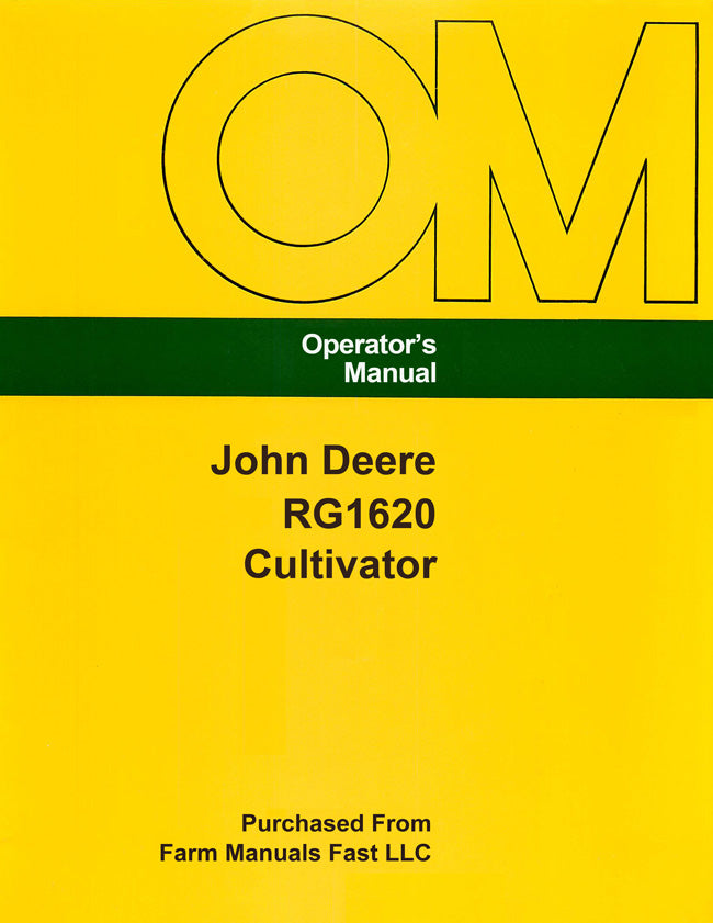 John Deere RG1620 Cultivator Manual Cover