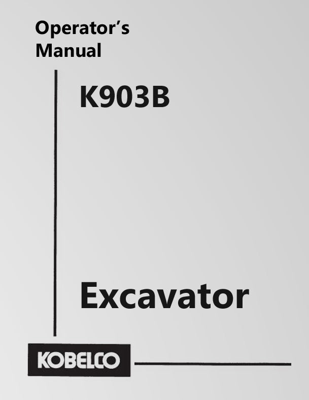 Kobelco K903B Excavator Manual Cover