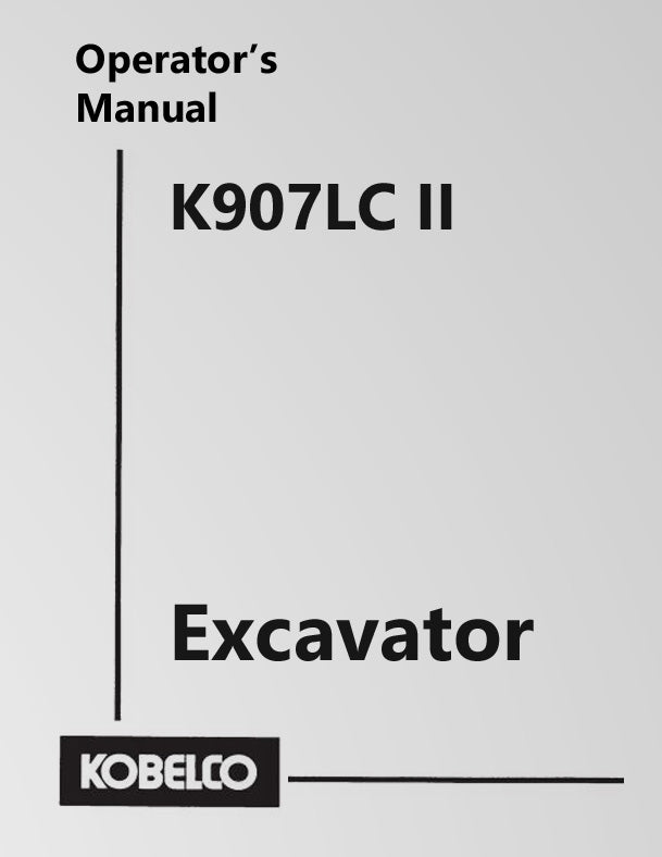Kobelco K907LC II Excavator Manual Cover