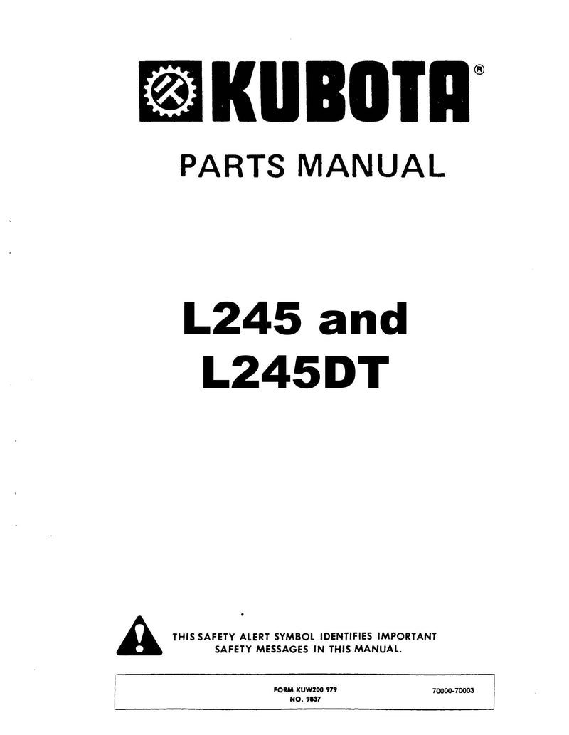 Kubota L245 and L245DT Tractor - Parts Catalog