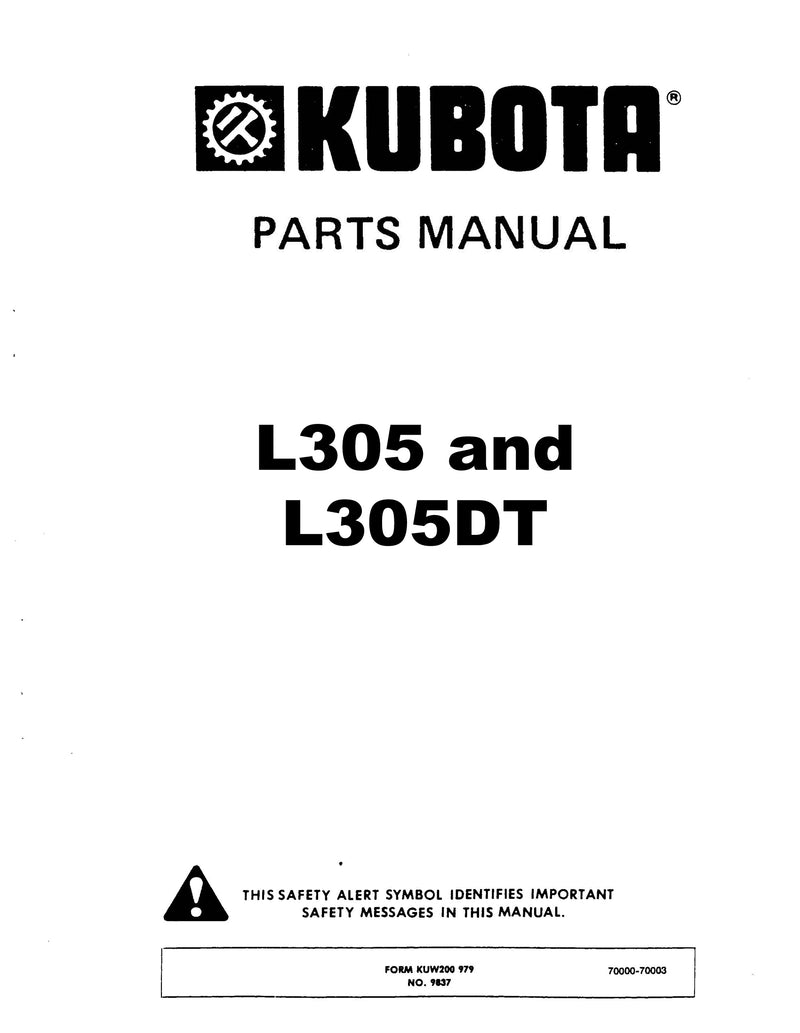 Kubota L305 and L305DT Tractor - Parts Catalog