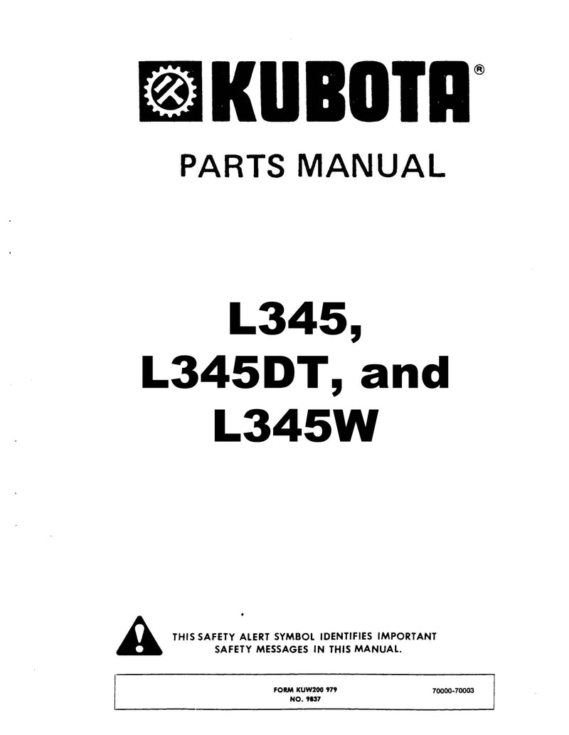 Kubota L345, L345DT, and L345W Tractor - Parts Catalog | Farm Manuals Fast