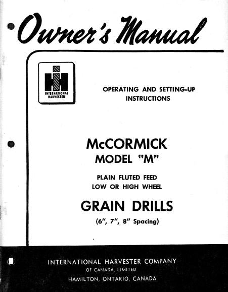 International McCormick M Grain Drill Manual