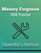 Massey Ferguson 398 Tractor Manual Cover