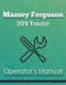 Massey Ferguson 399 Tractor Manual Cover