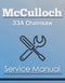McCulloch 33A Chainsaw - Service Manual Cover