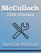 McCulloch 33AA Chainsaw - Service Manual Cover