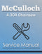 McCulloch 4-30A Chainsaw - Service Manual Cover