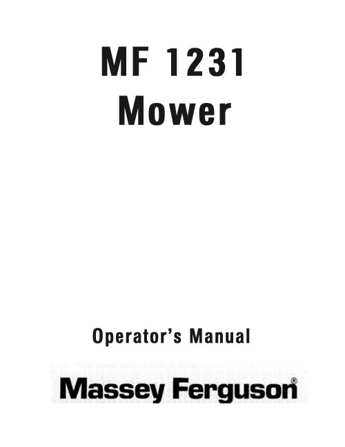 Massey Ferguson 1231 Mower Manual