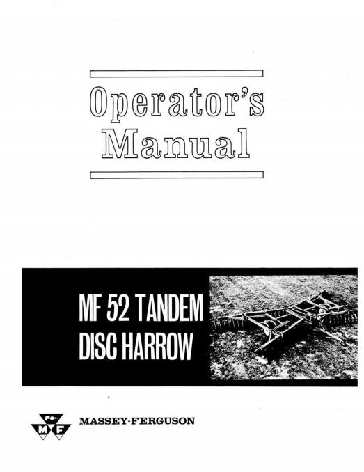 Massey Ferguson 52 Disc Harrow Manual