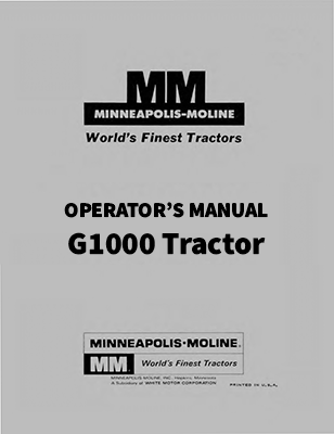 Minneapolis-Moline G1000 Tractor Manual