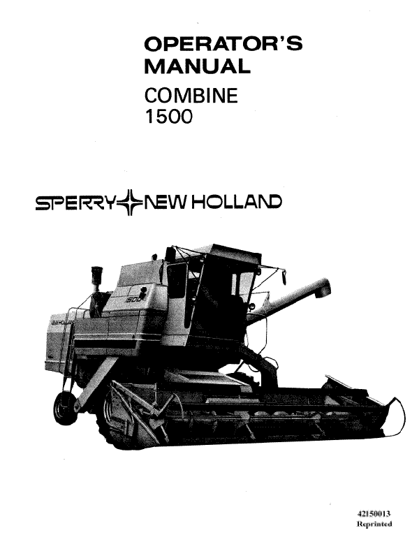 New Holland 1500 Combine Manual
