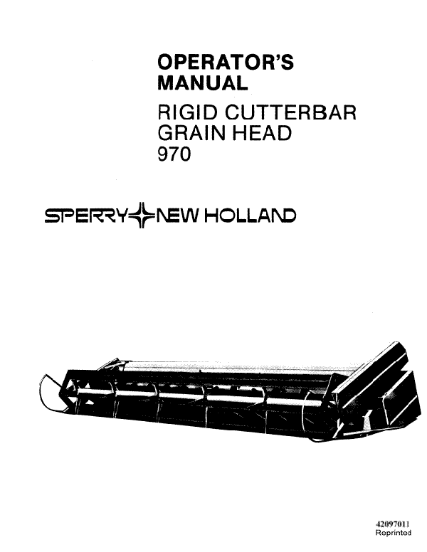 New Holland 970 Grain Head Manual