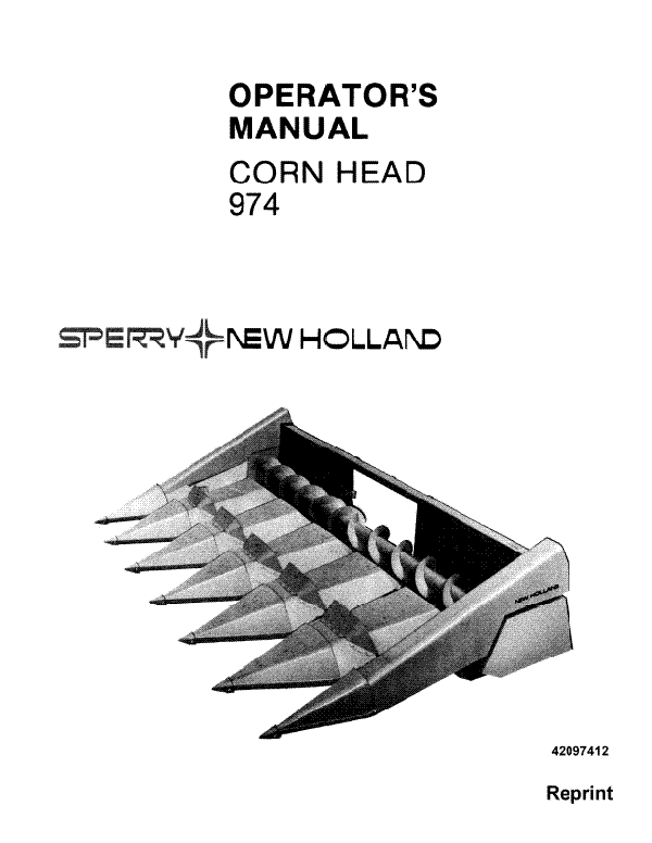 New Holland 974 Corn Head Manual