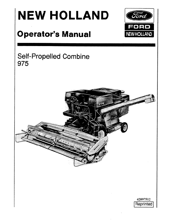New Holland 975 Combine Manual