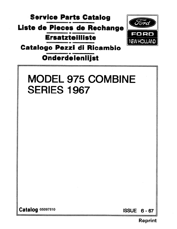 New Holland 975 Combine - Parts Catalog