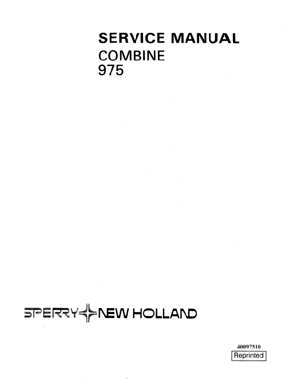 New Holland 975 Combine - Service Manual