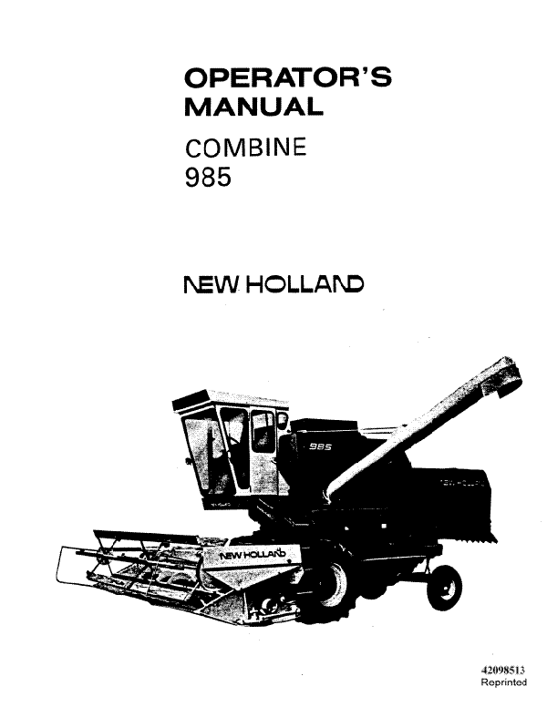New Holland 985 Combine Manual