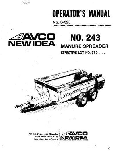 New Idea 243 Manure Spreader Manual