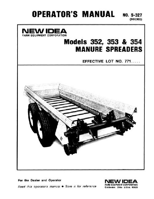 New Idea 352, 353, and 354 Manure Spreader Manual