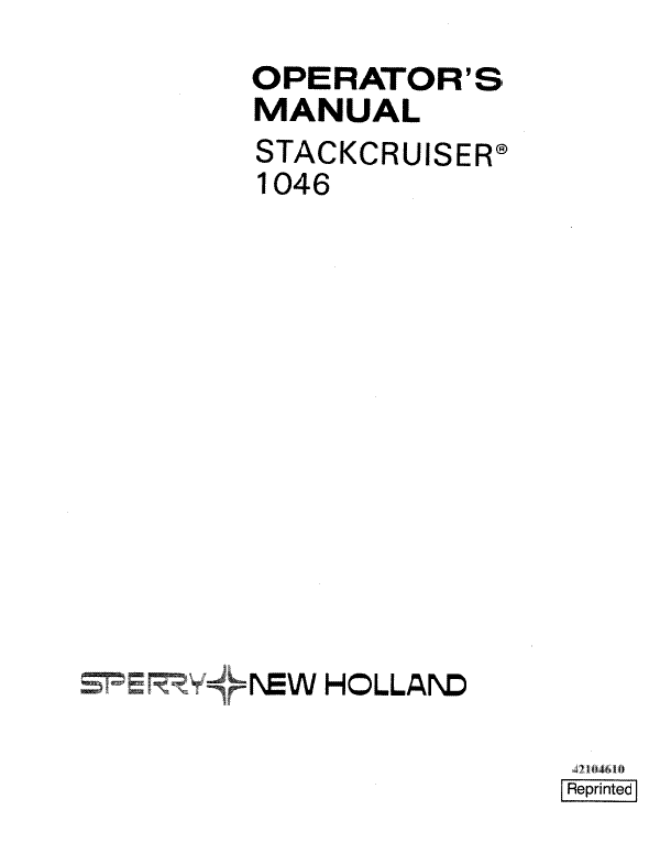 New Holland 1046 Stackcruiser Manual