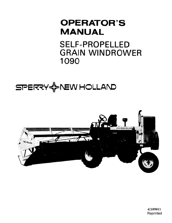 New Holland 1090 Windrower Manual
