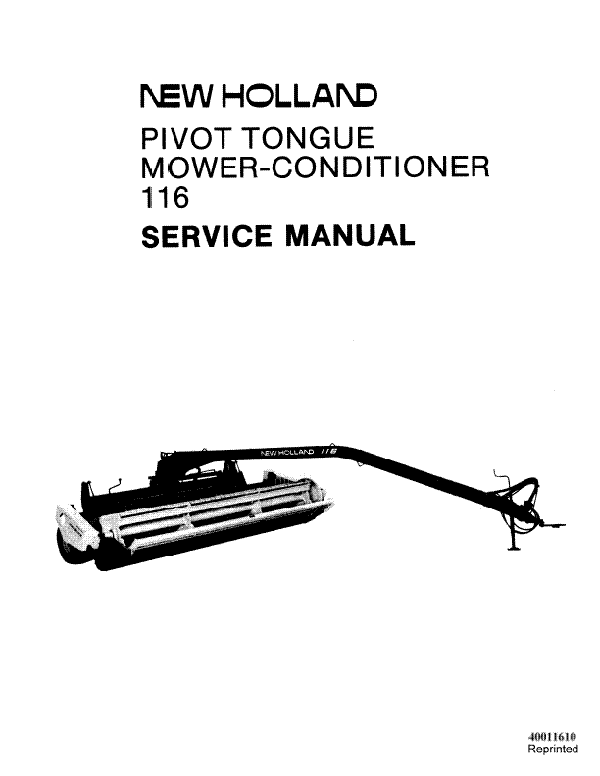 New Holland 116 Mower-Conditioner - Service Manual