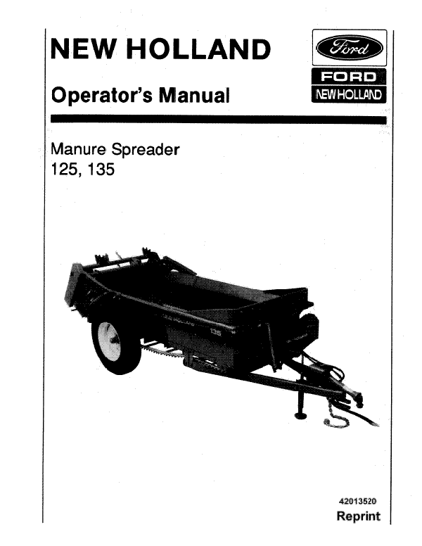 New Holland 125 and 135 Manure Spreader Manual