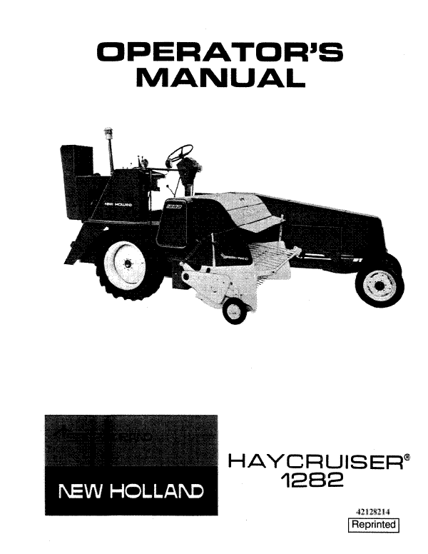New Holland 1282 Haycruiser Baler Manual