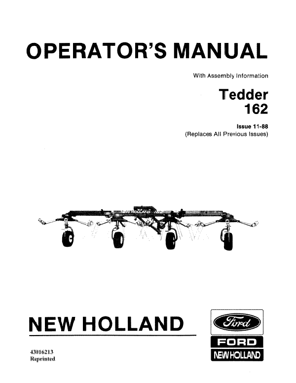 New Holland 162 Tedder Manual