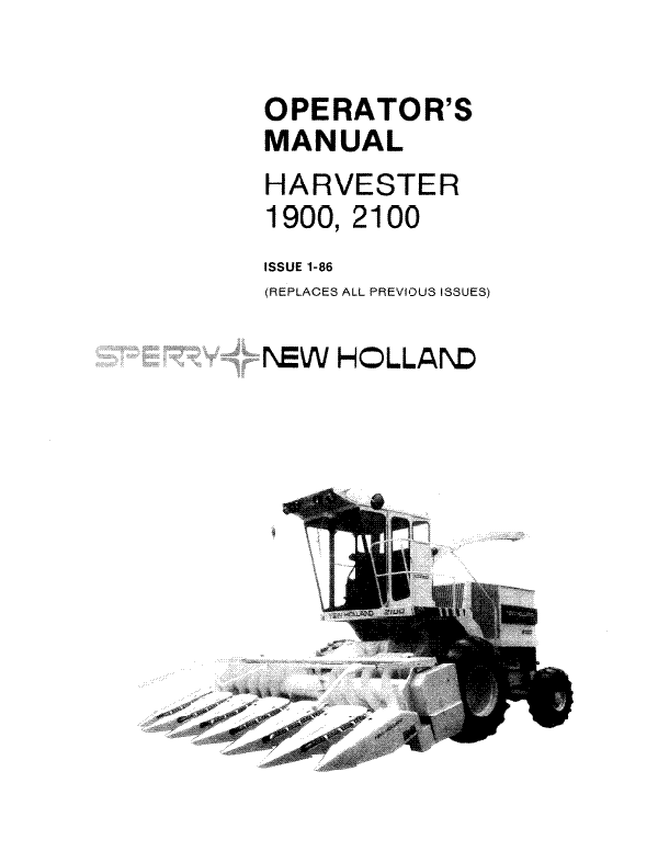 New Holland 1900 and 2100 Harvesters Manual