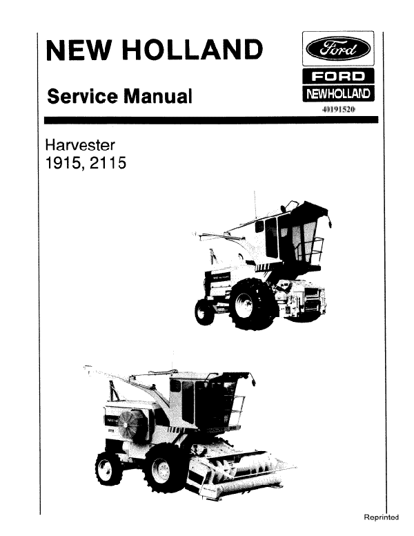 New Holland 1915 and 2115 Harvester - Service Manual
